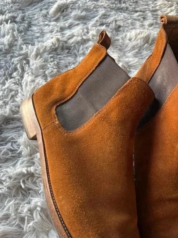 Vintage Bobbies Paris Brown Genuine Leather suede Chelsea boots Size 44EU – photo 3
